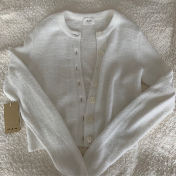 Aritzia Sweaters - aritzia white fuzzy cardigan🧚‍♀️